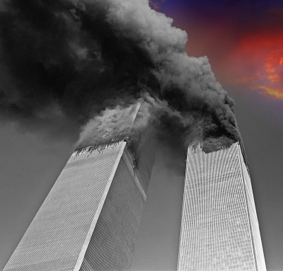 Twin Towers Burning PAID